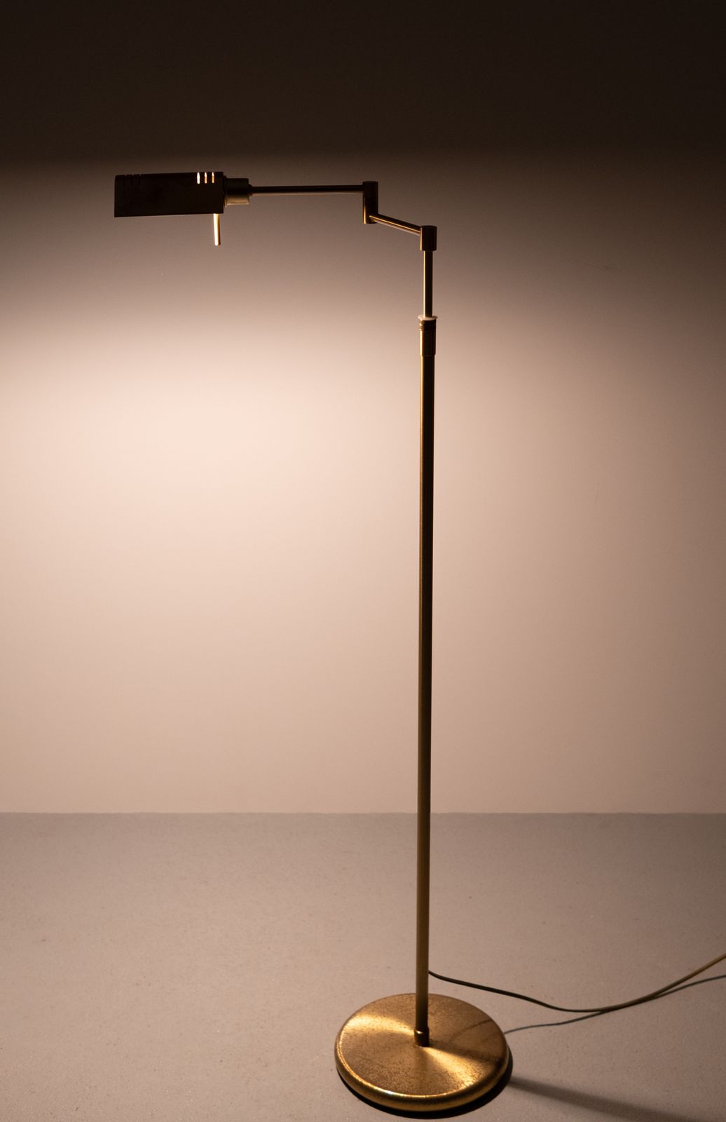 Brass Swing Arm Library Floor Lamp Holtkoetter Germany 1980s photo vinterior