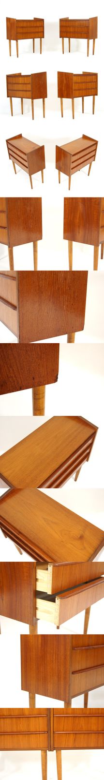 Pair Retro Vintage Danish Teak Bedside Tables Cabinets Drawers Mid Century 1970s photo furniture