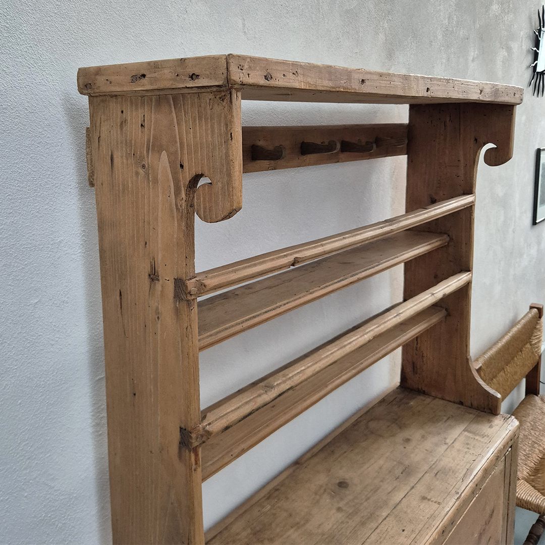 Rustic Wooden Kitchen Dresser: Farmhouse Antique Primitive Folk Style photo 895.0