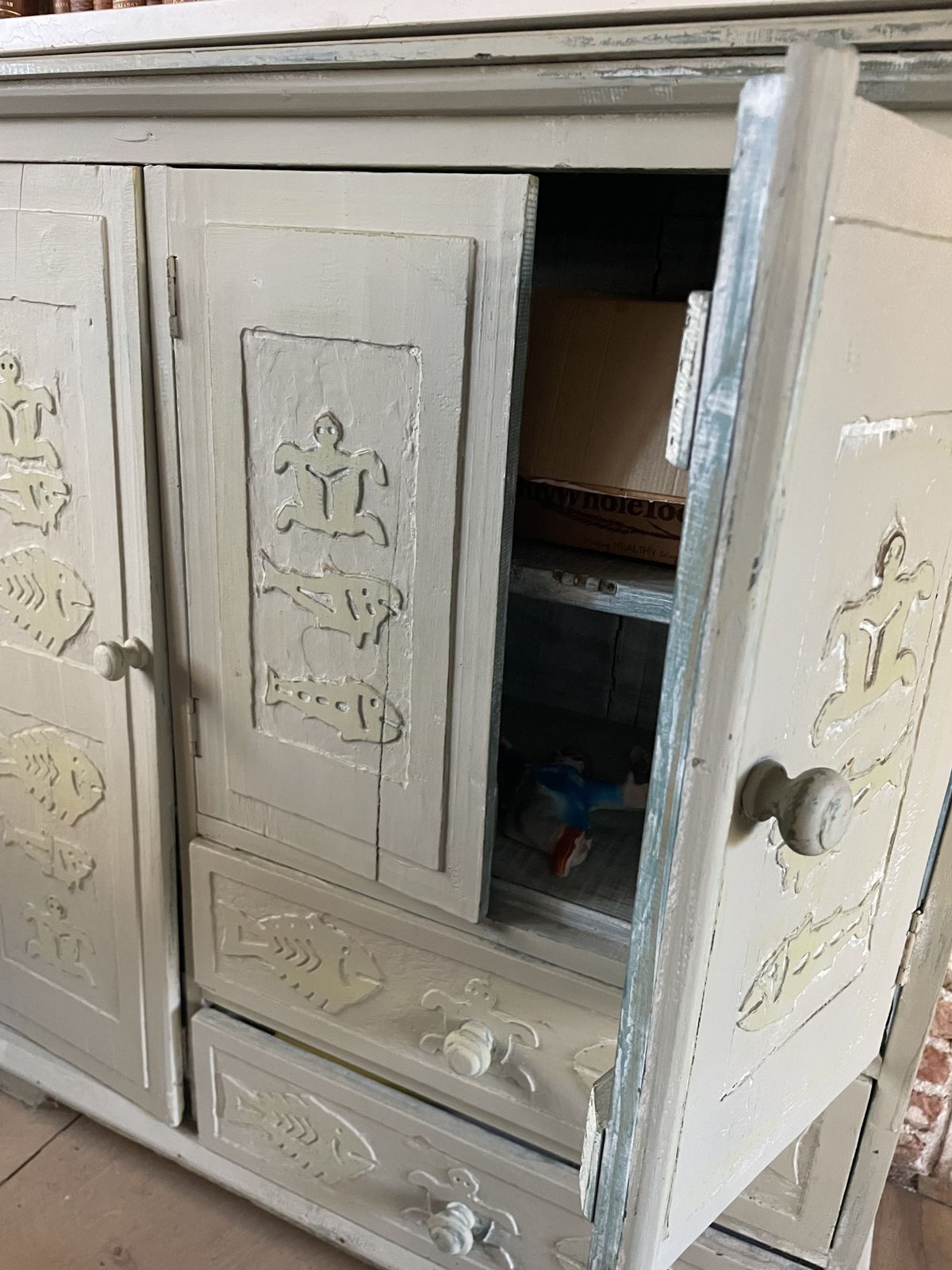 Indonesian Cabinet Hard Wood Painted Farrow And Ball photo for sale