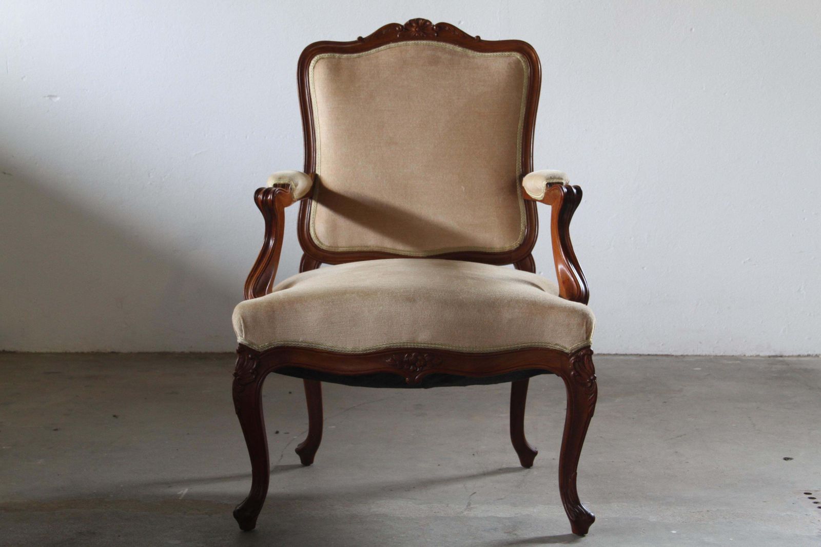 Pair Of Vintage Danish Antique 18th Century Lounge Chair, Style Of Louis XV photo vintage