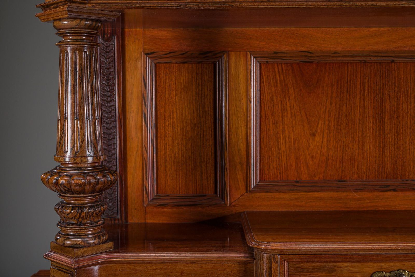 Neo Baroque German Buffet Cabinet In Walnut & Mahogany, 1890s photo vinterior