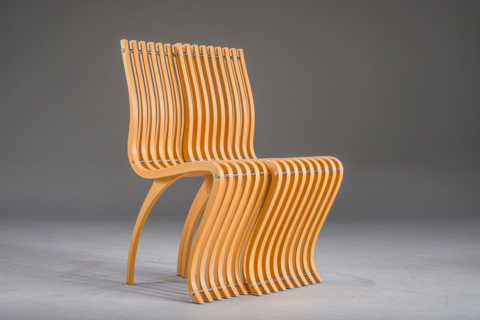 photo for sale Schizzo Chairs In Beech And Chrome By Ron Arad For Vitra, Germany, 1980s, Set Of 2