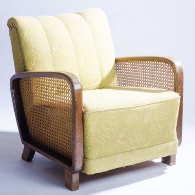 1300.0 Cane Antique Art Deco Lounge Chair Or Club Armchair, 1930s photo