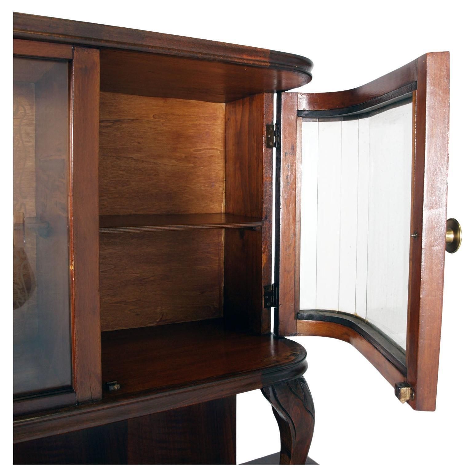 1920s Italian Art Deco Sideboard Display Cabinet, Walnut Veneer By Fratelli Mora photo buy