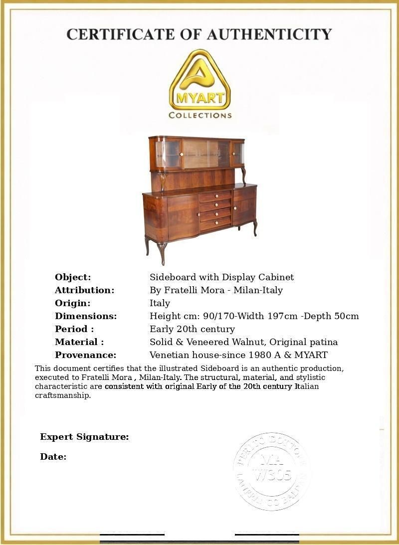 Furniture 1920s Italian Art Deco Sideboard Display Cabinet, Walnut Veneer By Fratelli Mora photo