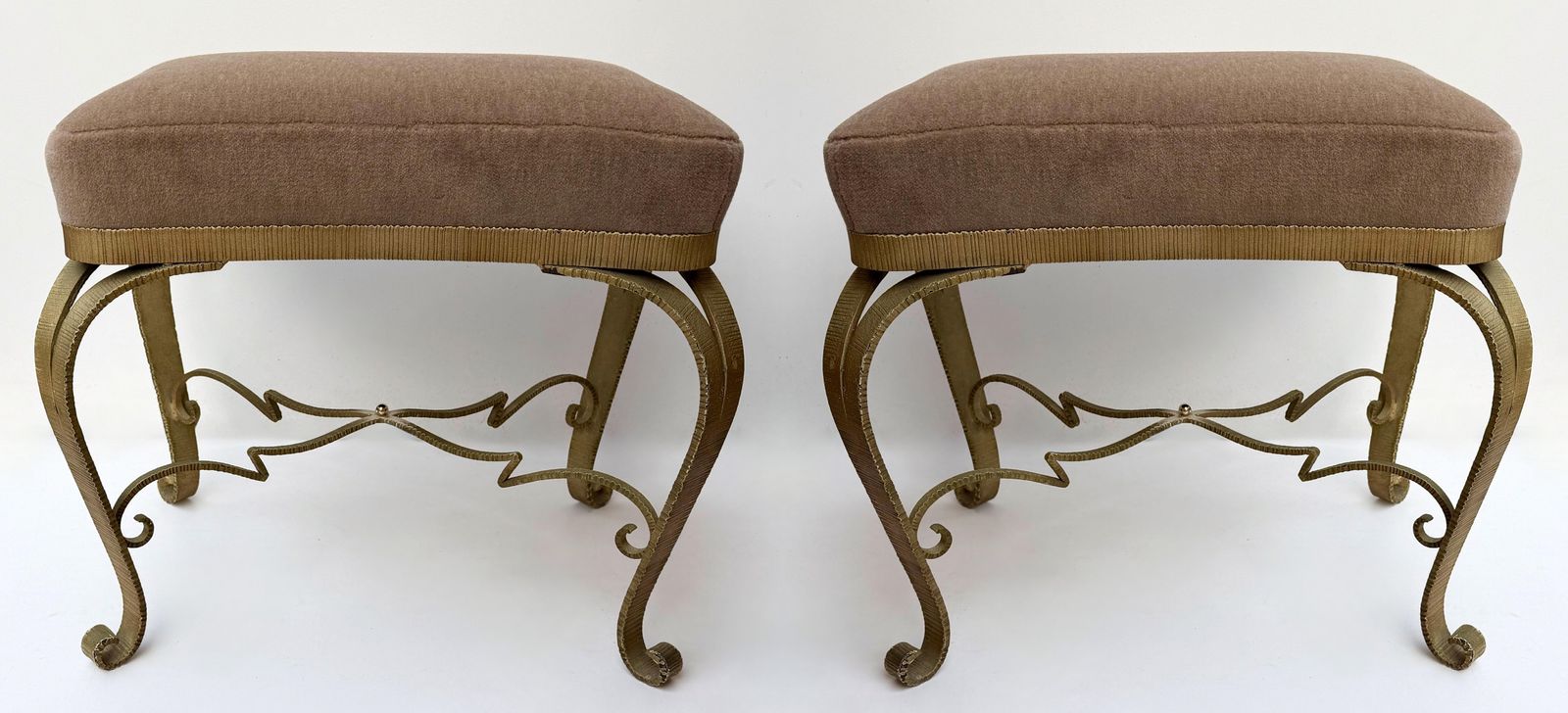 photo vinterior Pair Of Stools Gilt Wrought Iron By Pier Luigi Colli, Italy, 1950s