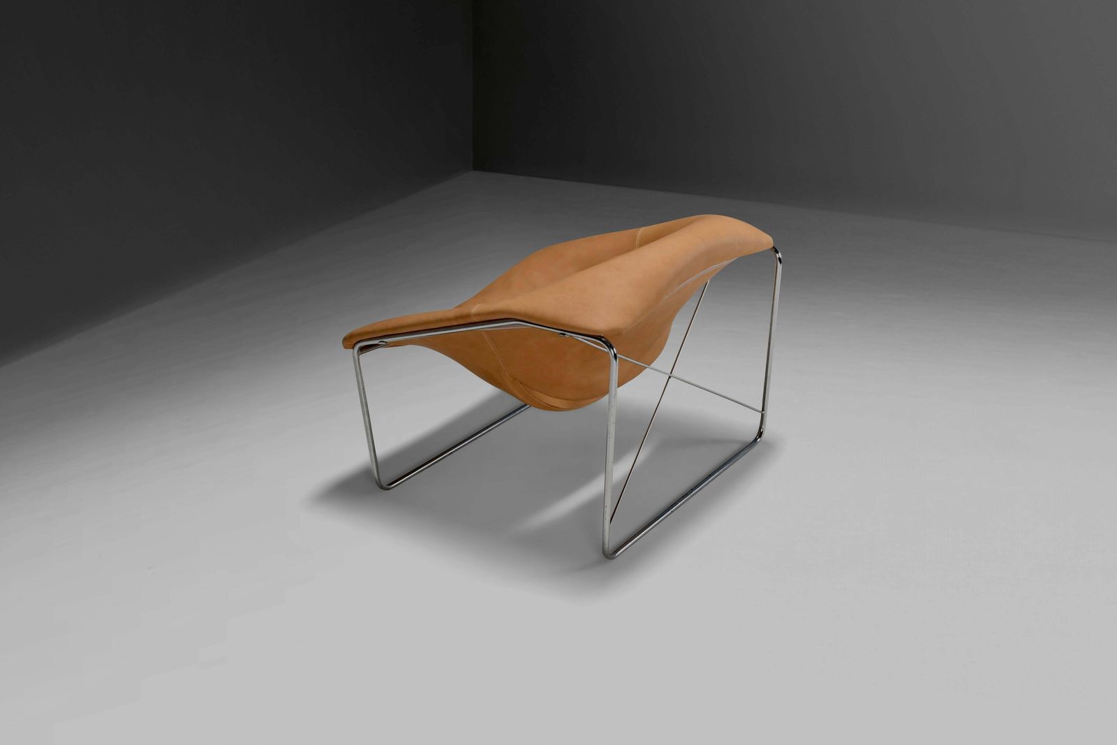 Leather And Chrome Olivier Mourgue Cubique Chair By Airborne, France 1968 photo vinterior