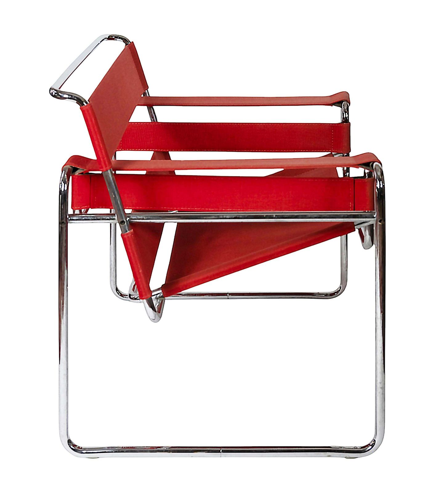 Marcel Breuer Red Canvas Wassily Lounge Chair By Knoll Studio photo furniture