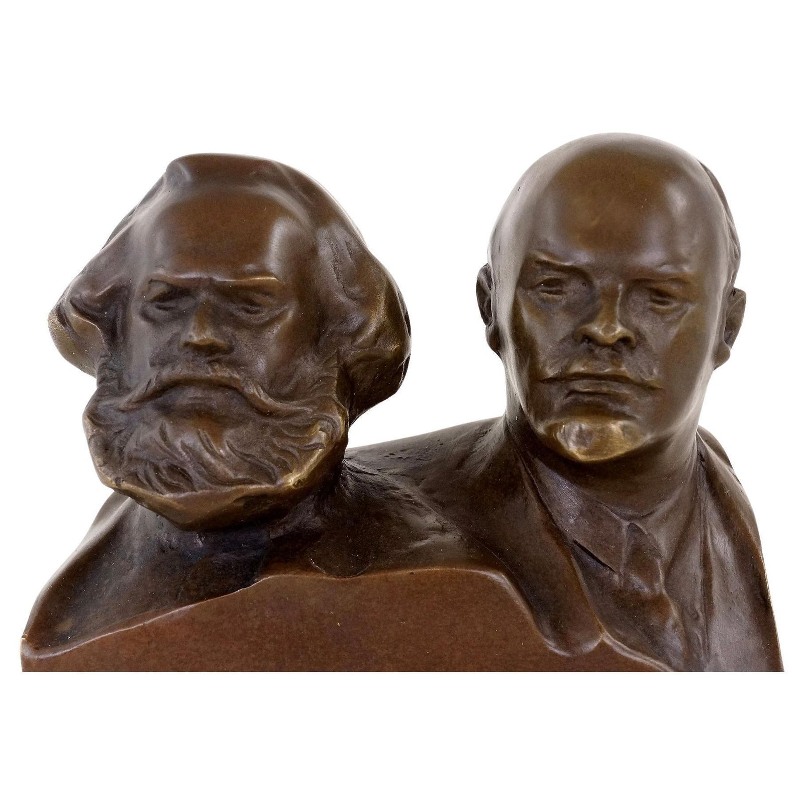 Bronze Bust Of Karl Marx And Vladimir Lenin, 20th Century
