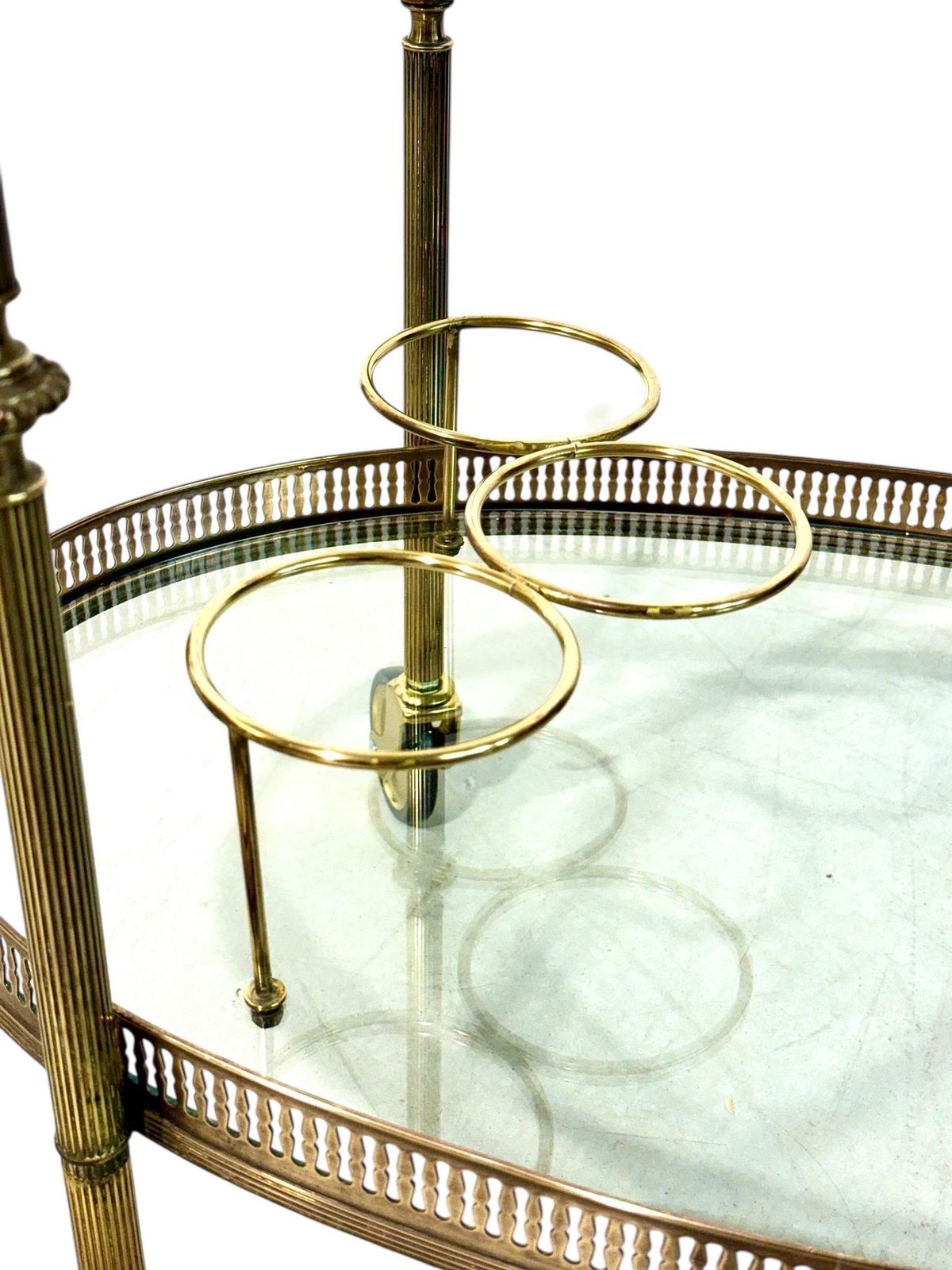 Small French Oval Gilt Brass Bar Cart, Circa 1950 photo furniture