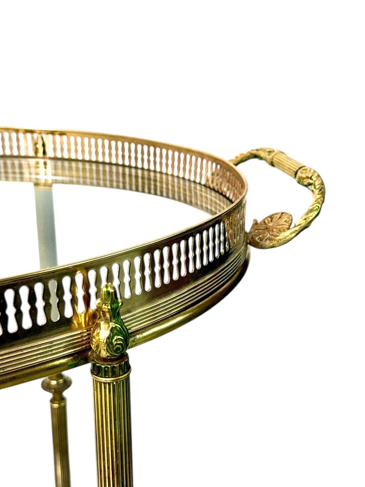 Small French Oval Gilt Brass Bar Cart, Circa 1950 photo buy