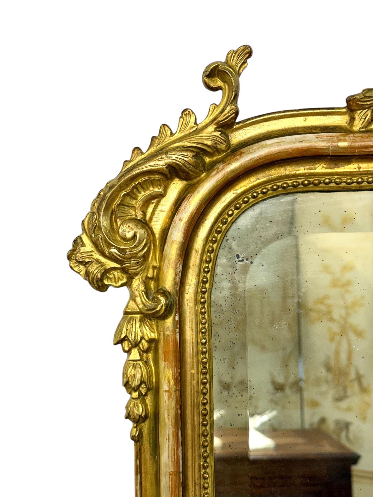 Large Antique Louis XV Gilt And Beveled Mirror, France 19th Century photo vintage