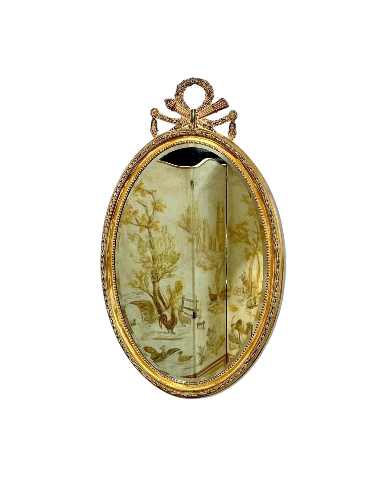 Large Oval Louis XVI Style Giltwood Mirror, Napoléon III, 19th Century photo buy