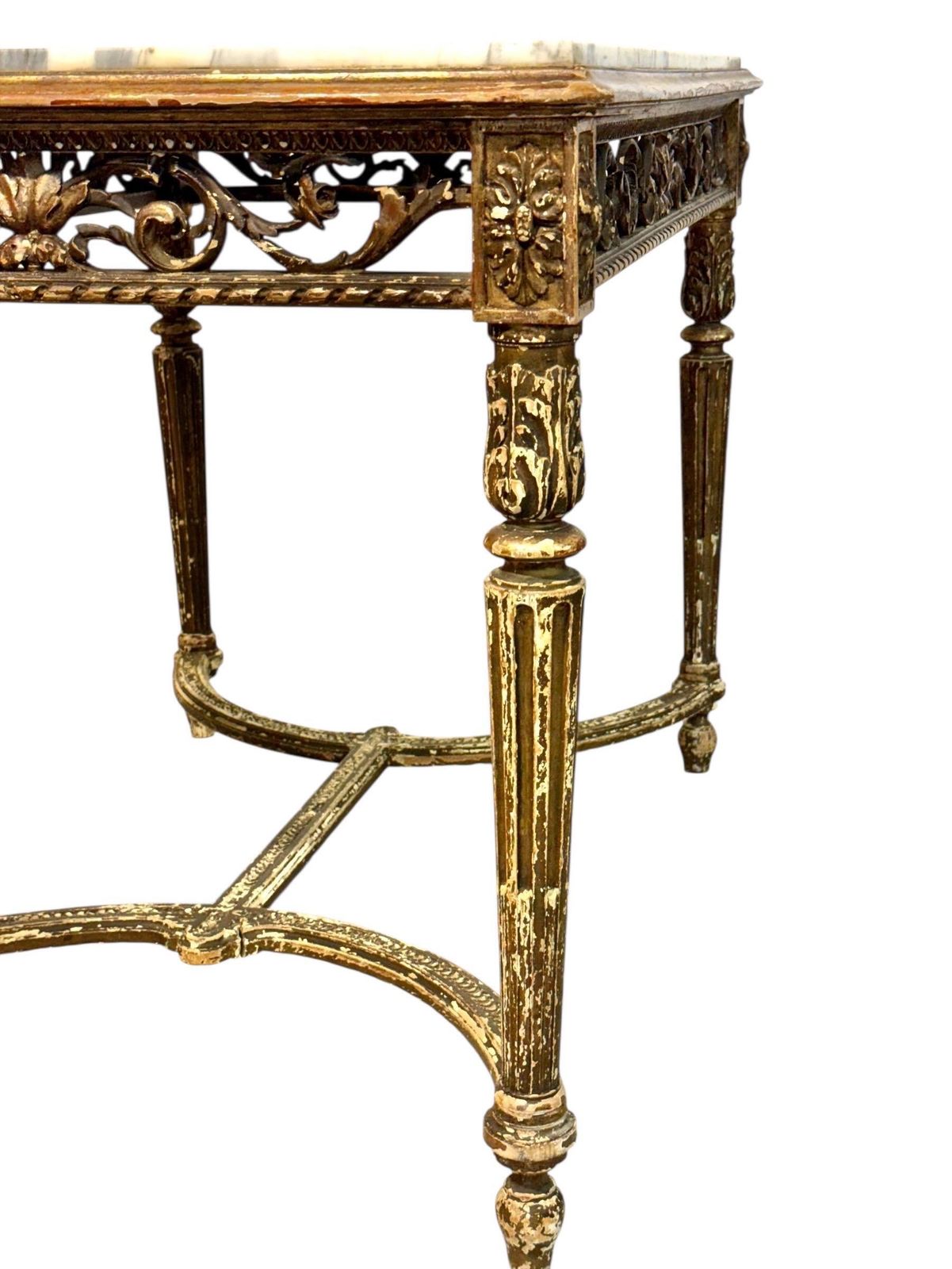 Home Decor 19th Century French Giltwood Center Table With Carved Apron And Marble Top photo