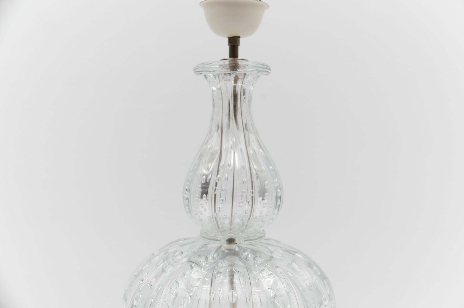 Murano Glass Table Lamp With Air Bubbles, Clear Glass, 1960s Italy photo Lighting