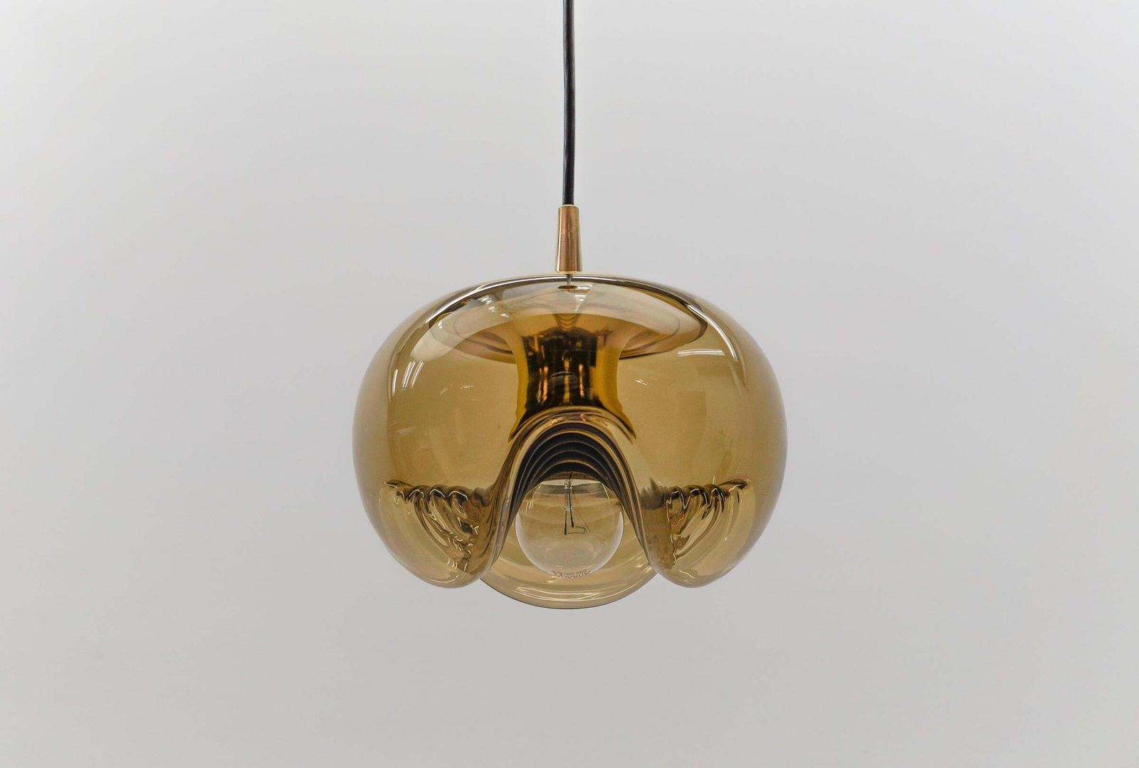Smoked Glass Lamp "Wave" By Koch & Lowy For Peill & Putzler, 1960s photo vintage