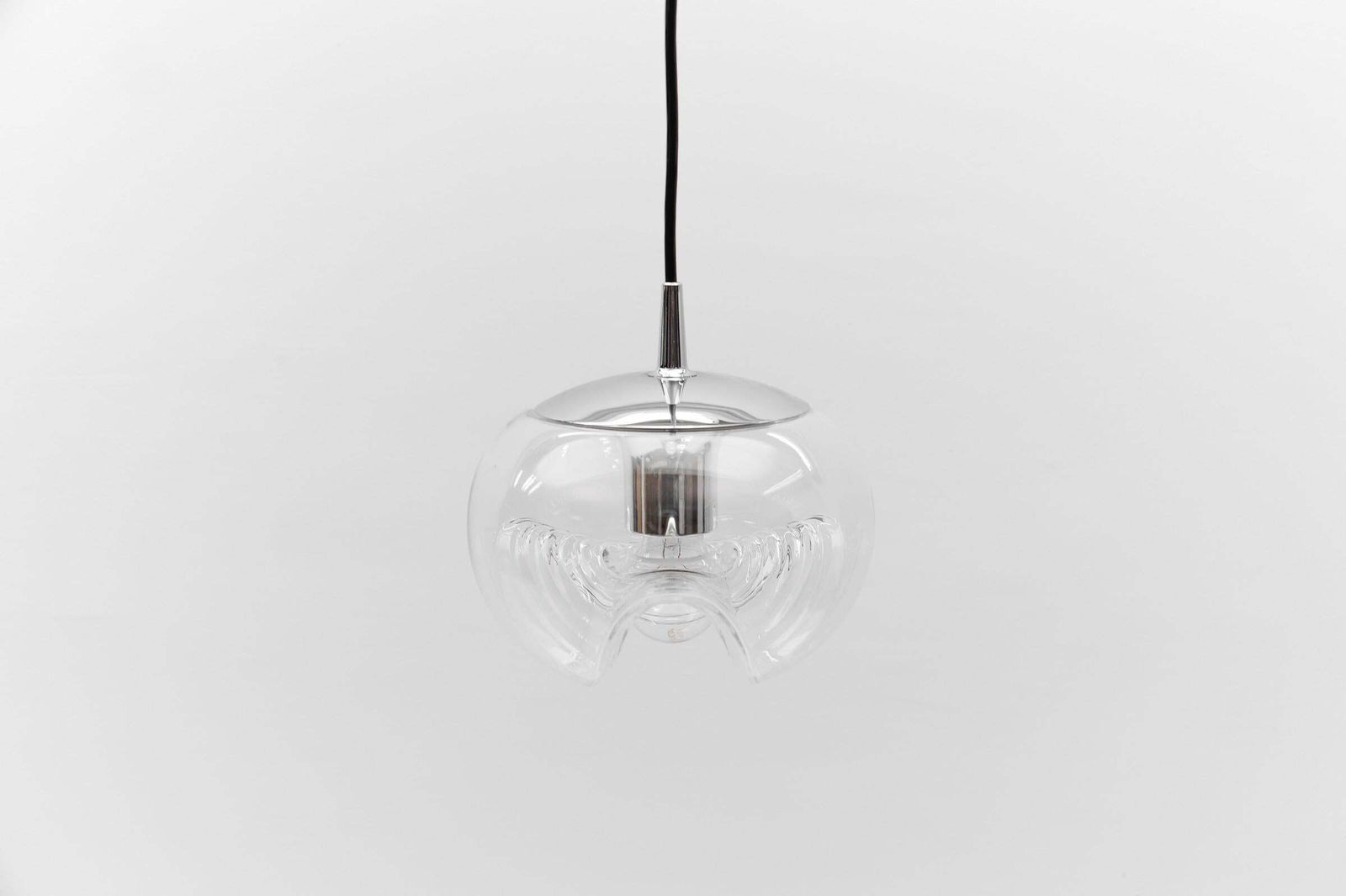 Clear Glass Lamp "Wave" By Koch & Lowy For Peill & Putzler, 1960s photo vinterior