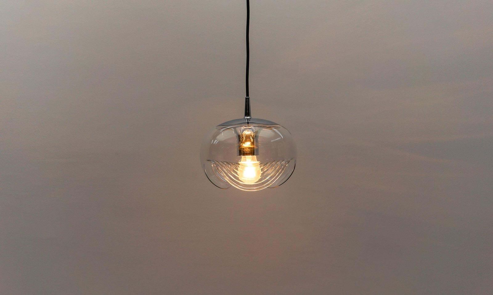 Clear Glass Lamp "Wave" By Koch & Lowy For Peill & Putzler, 1960s photo vintage