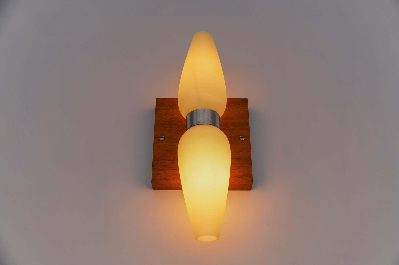 photo for sale Pair Of Wood And Opaline Glass Wall Lamps By Temde, Switzerland, 1960s