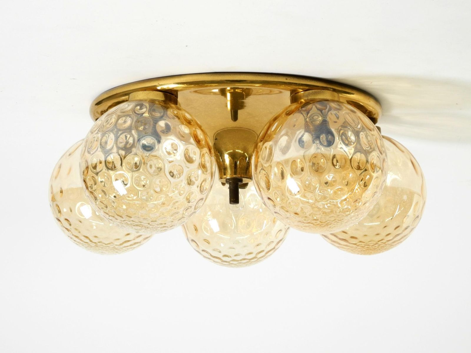 Beautiful 1960s Space Age Brass Ceiling Lamp With 5 Glass Balls photo vintage