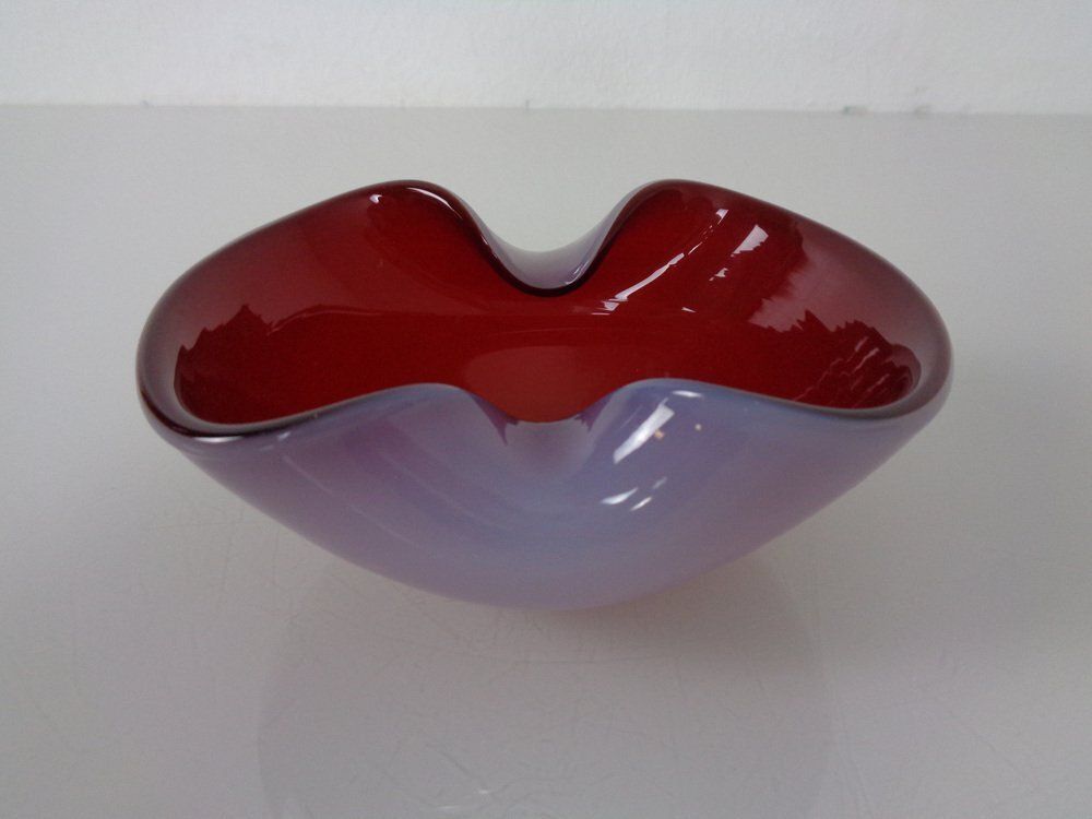 Red And Lilac Sommerso Murano Glass Bowl Or Ashtray, Italy, 1960s photo vinterior
