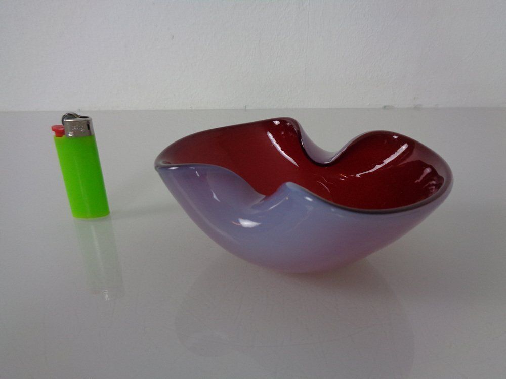 Red And Lilac Sommerso Murano Glass Bowl Or Ashtray, Italy, 1960s photo vintage