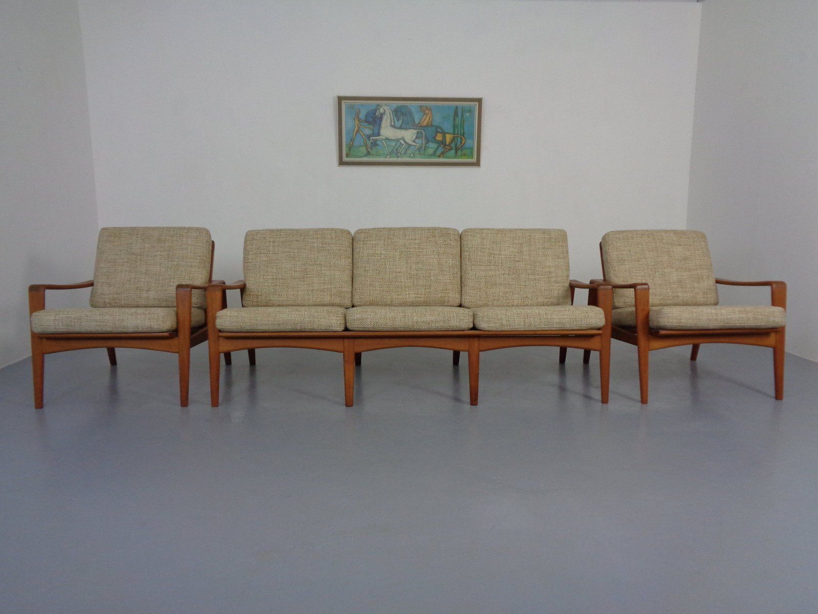 Danish Modern Living Room Set By Arne Wahl Iversen For Komfort, 1960s, Set Of 3