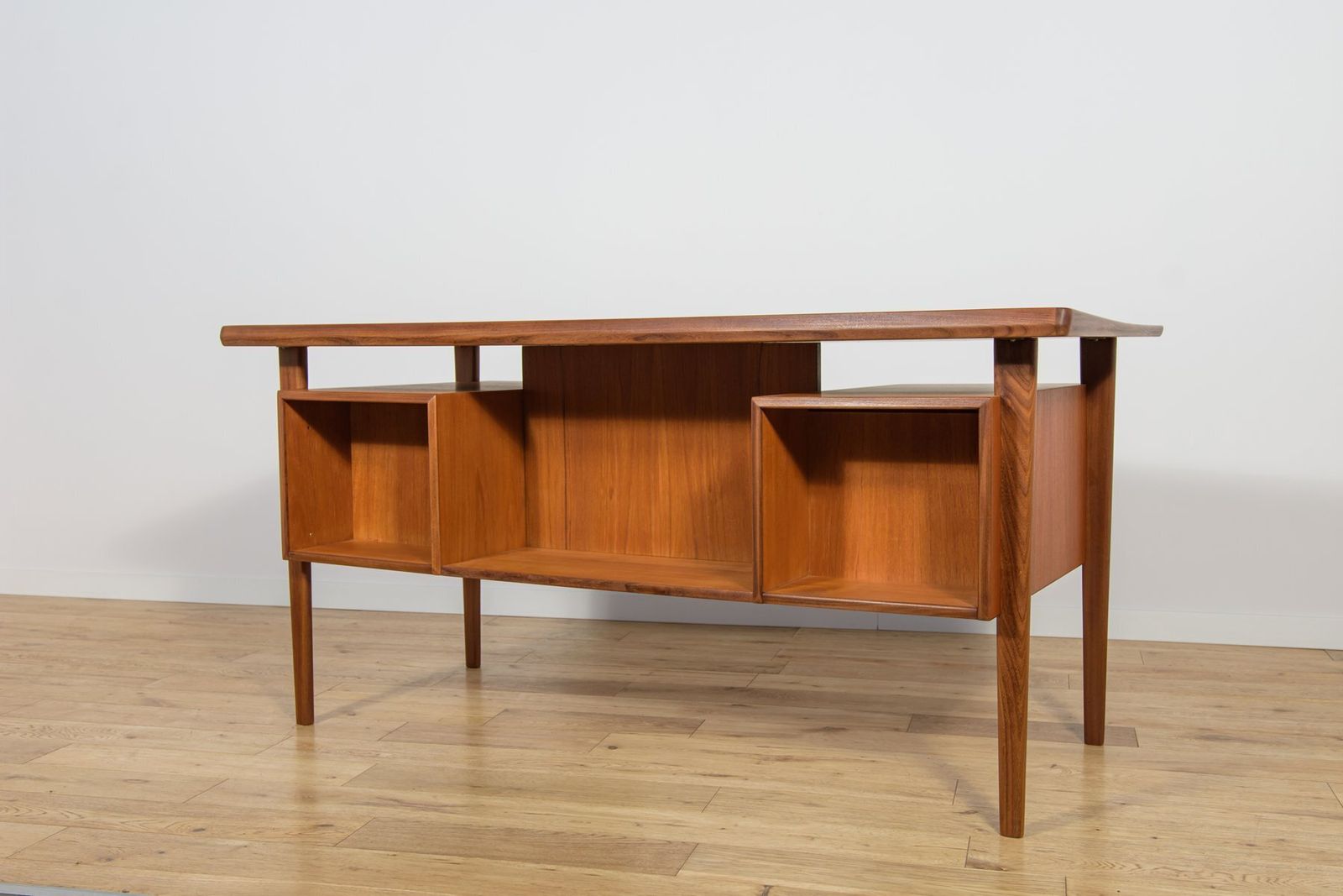 Furniture Mid Century Freestanding Teak Desk By Peter Løvig Nielsen For Loviq, 1960s photo