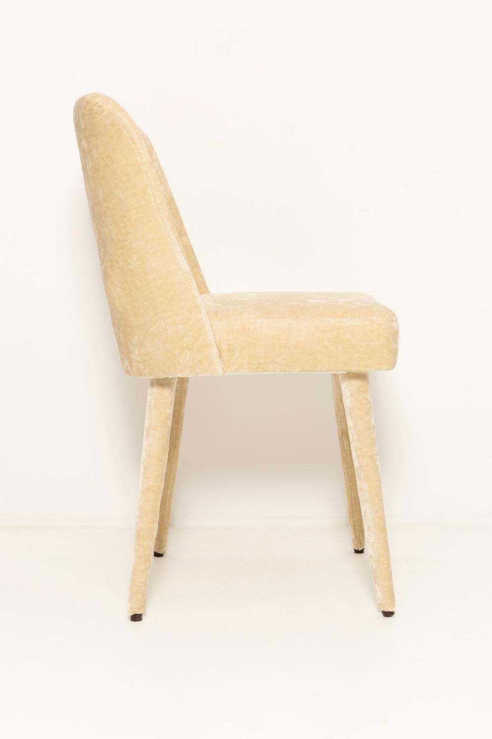 Mid Century Shell Chair In Beige Velvet Capri II By Pierre Frey, 1960s photo vintage