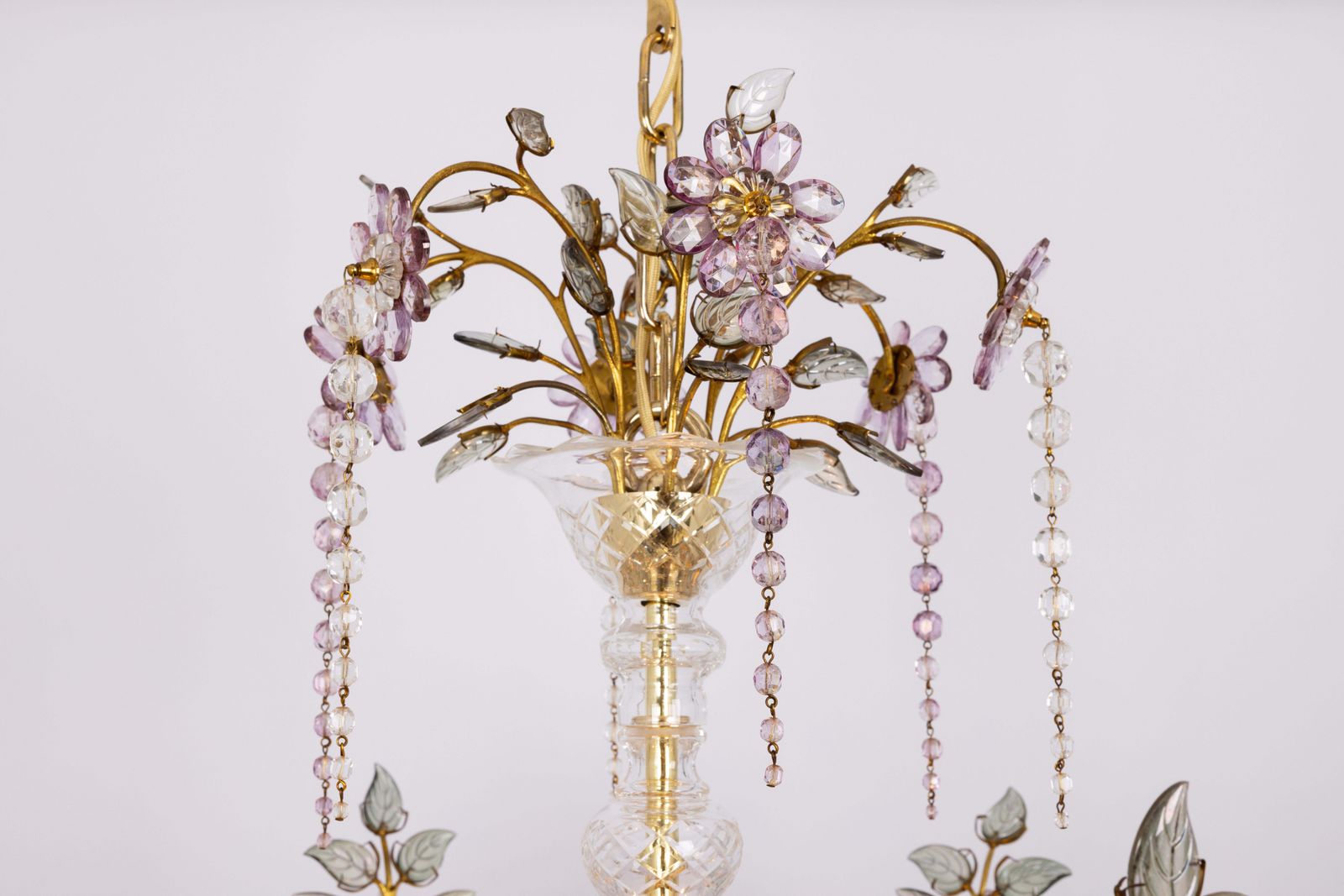photo vinterior Large Gorgeous Chandeier Gilt Faceted Crystal Glass Bagues, Palwa, 1970s