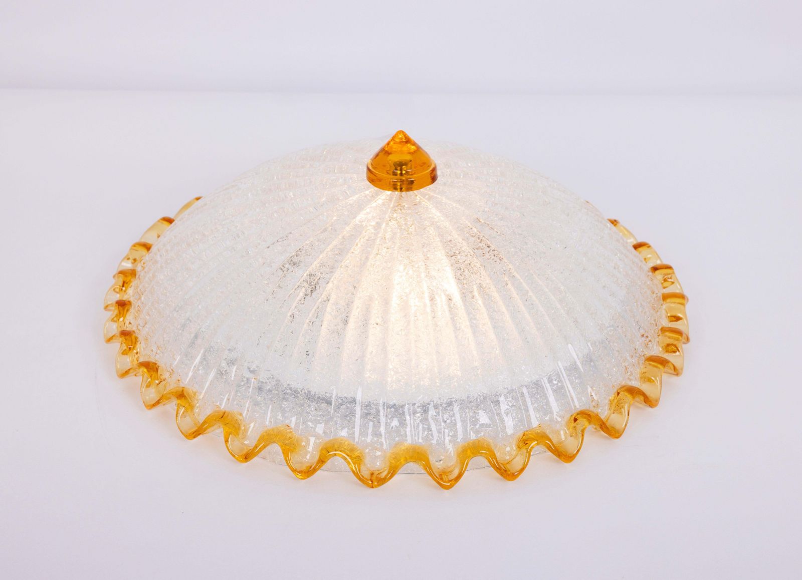 1 Of 2 Orange Murano Glass Ceiling Fixture, Murano, Italy, 1970 photo Lighting