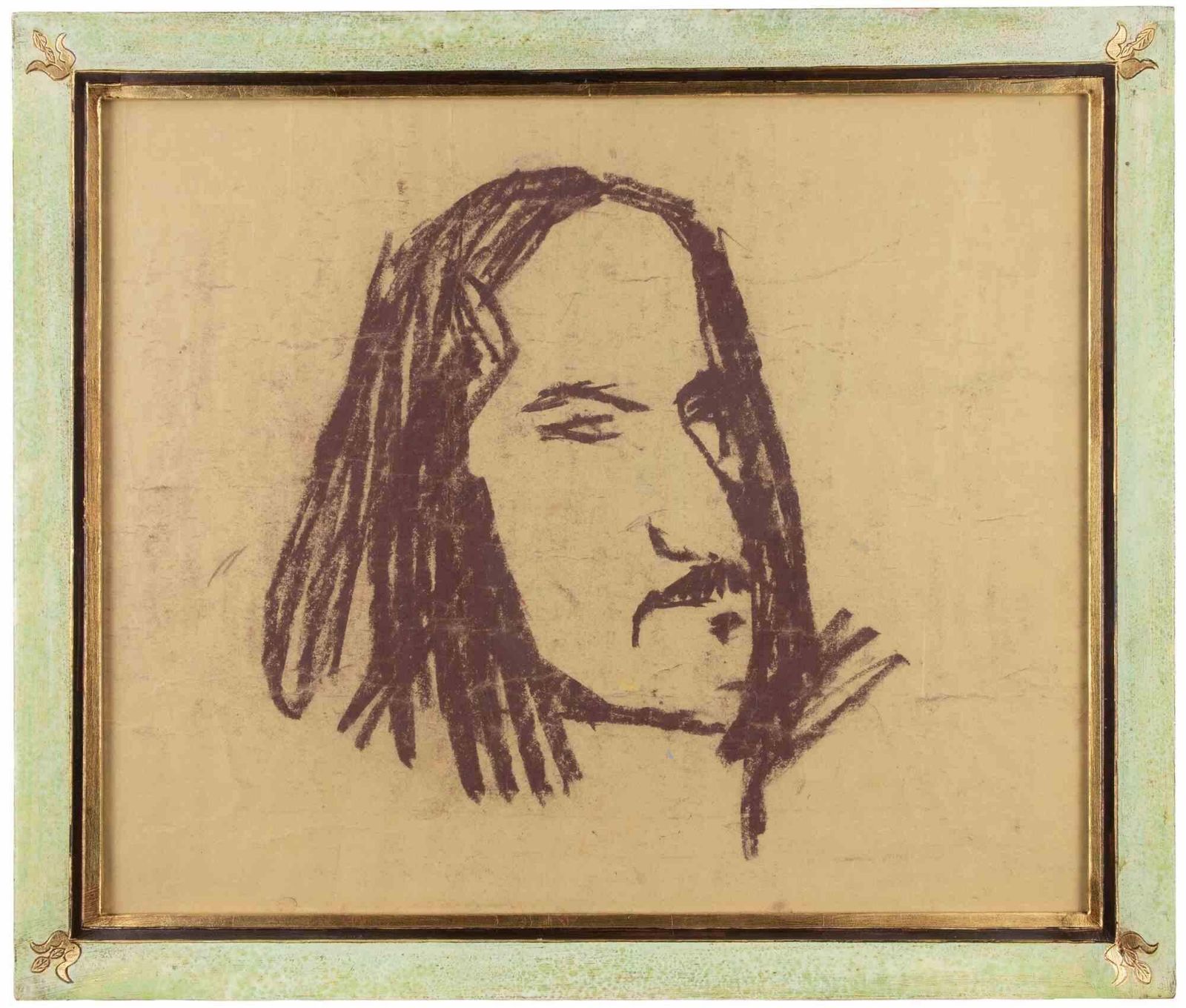 Sirio Pellegriniportrait   Oil Pastel On Paper By Sirio Pellegrini   1960s1960s