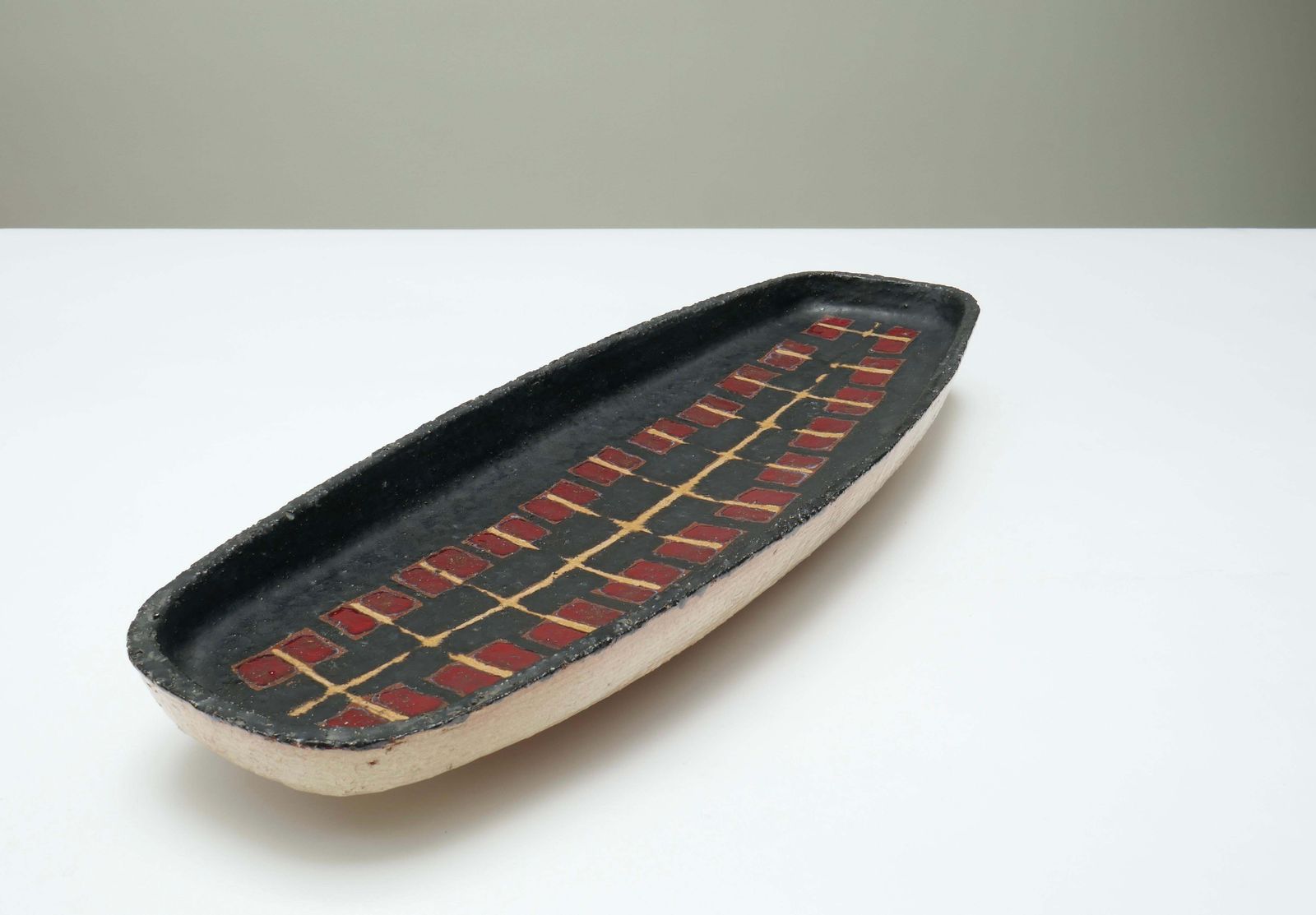 Large Ovoid Ceramic Centerpiece Plate, Belgium, 1960s photo Home Decor