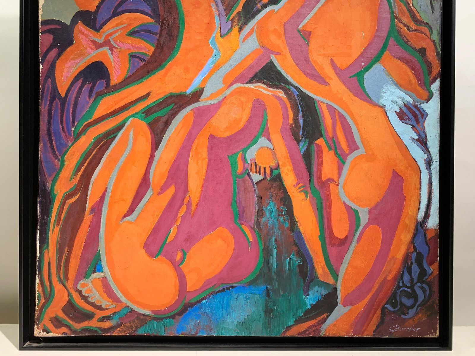 Mid Century Fauvist Expressionist Oil Painting Of Nudes Signed "G. Bordier" photo Art