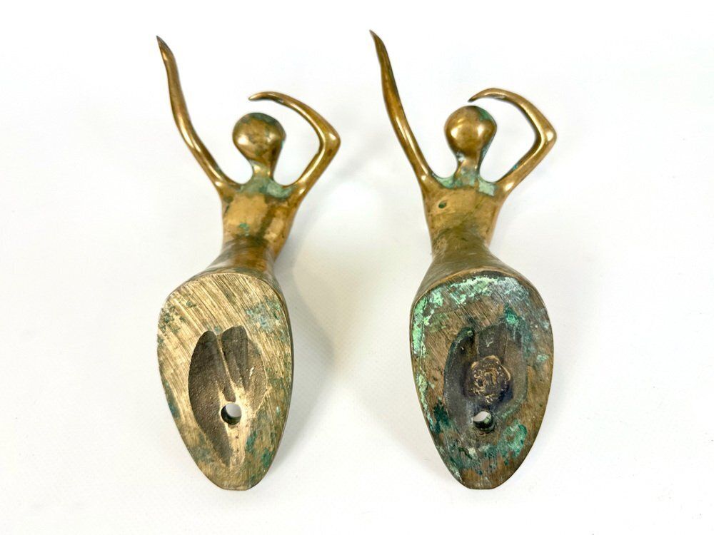 Mid Century Modern Bronze Ballerina Wall Hook, 1970s, Set Of 2 photo Art