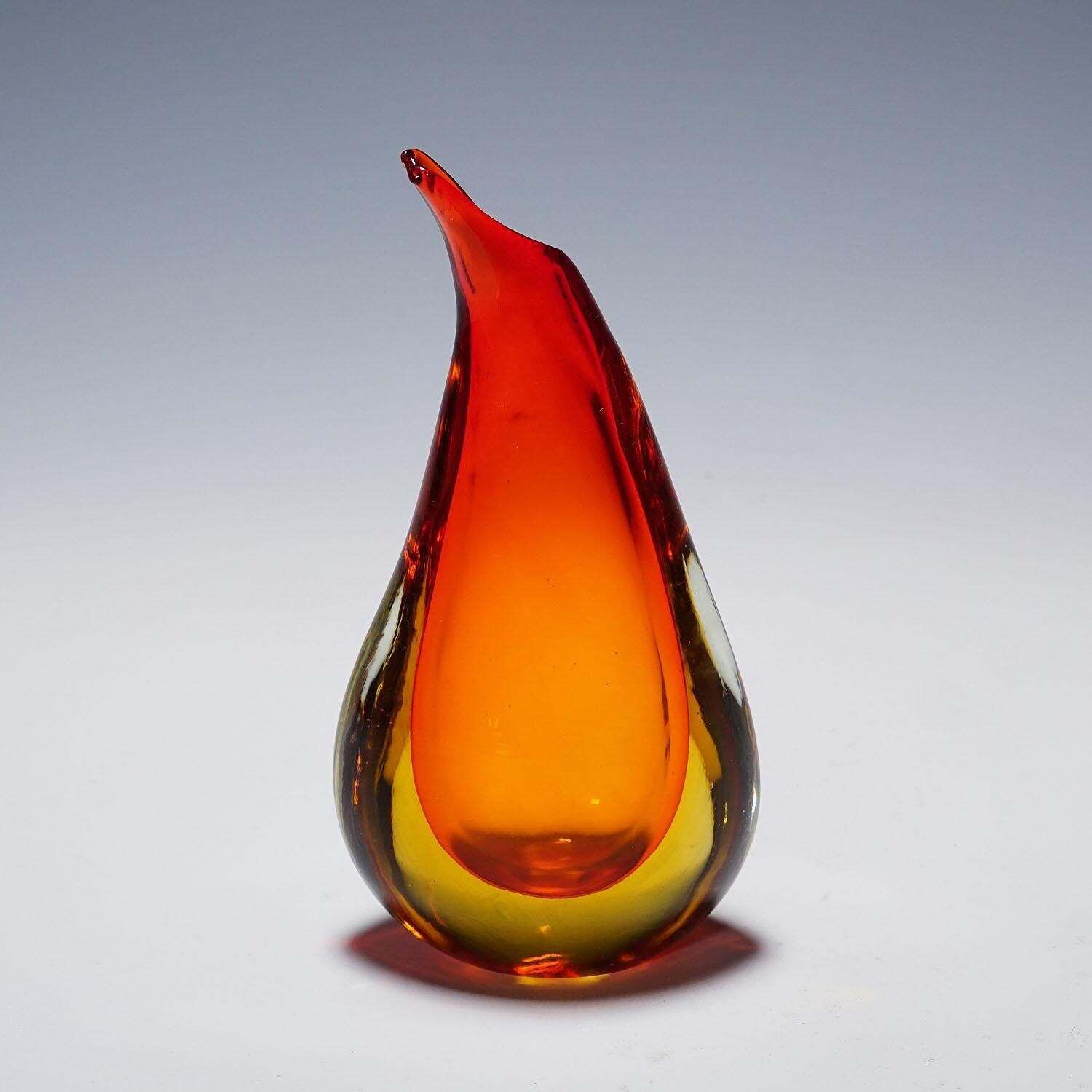 Vase In Red And Yellow Sommerso Glass, Flavio Poli For Seguso photo furniture