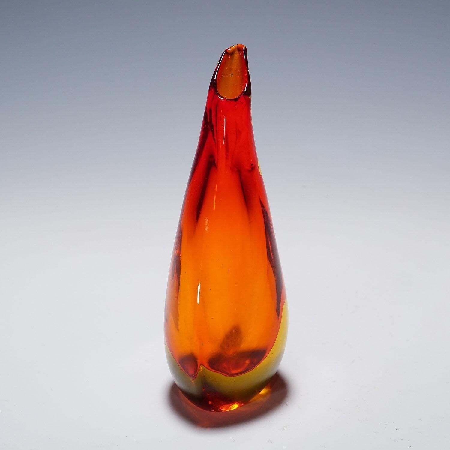 Vase In Red And Yellow Sommerso Glass, Flavio Poli For Seguso photo Home Decor