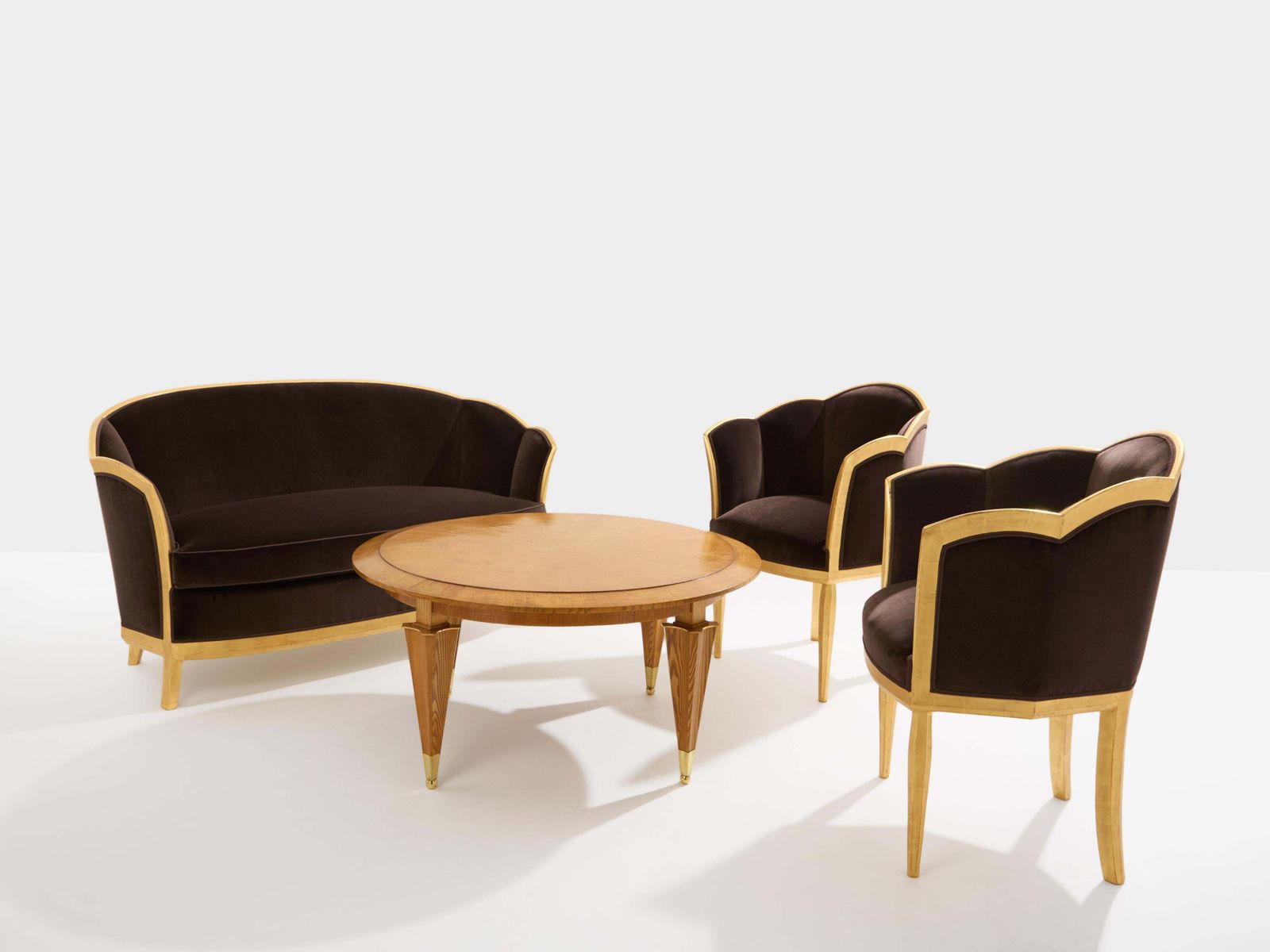 Mobilier Canapé en bois doré et velours brun Maurice Dufrène, vers 1925 photo