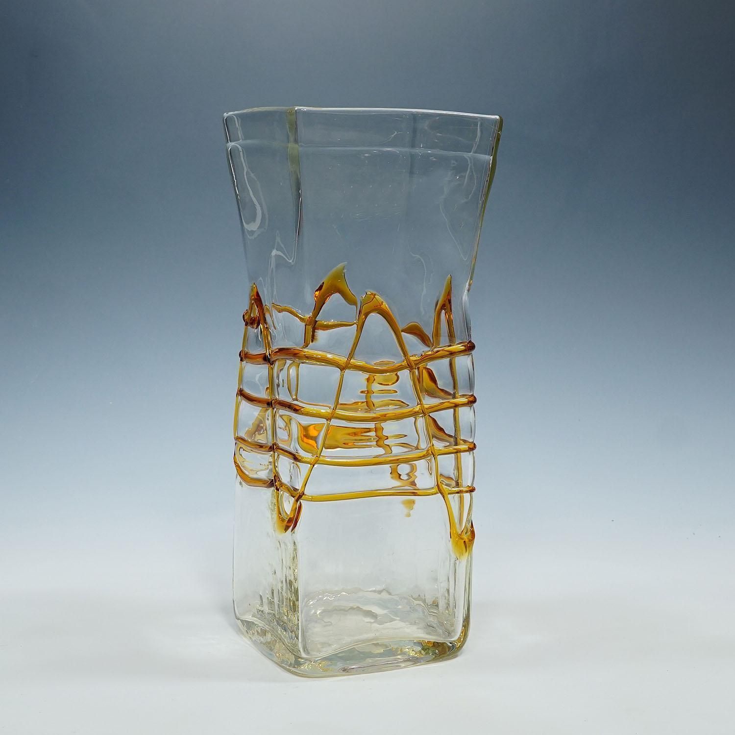 Large Art Glass Vase By Fulvio Bianconi For Mazzega, Venice Murano photo for sale