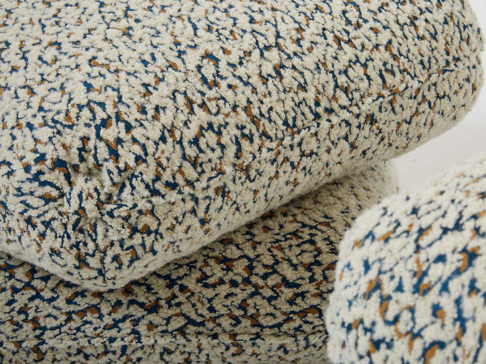 photo for sale Jacques Charpentier Pair Of Ottomans Stools Alpaca Bouclé Maison Jansen 1970s