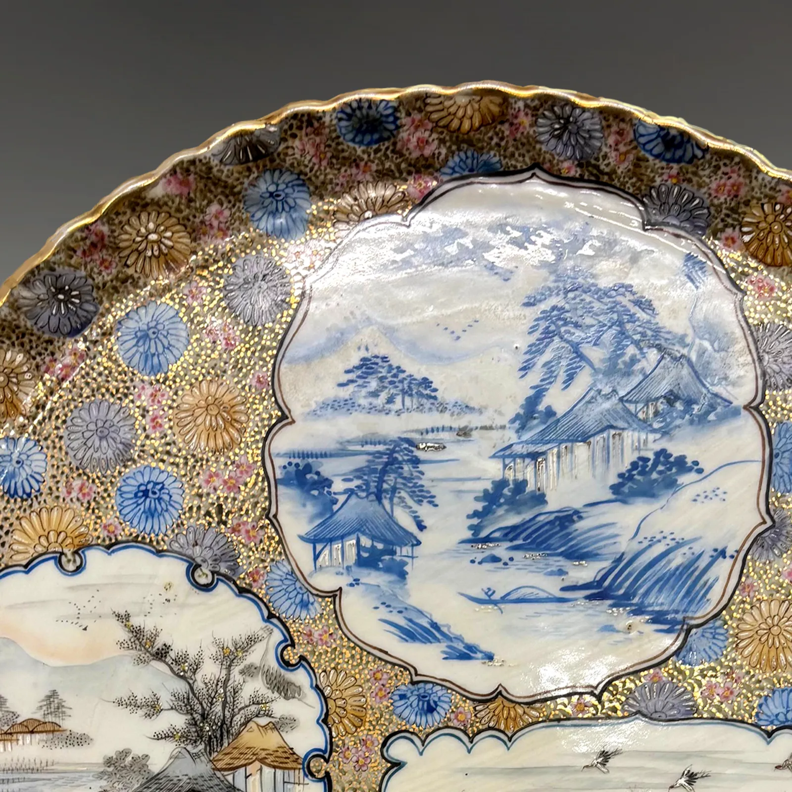 Japanese Satsuma Millefleur Charger  Superb Quality Meiji 38cm 15inches D photo for sale