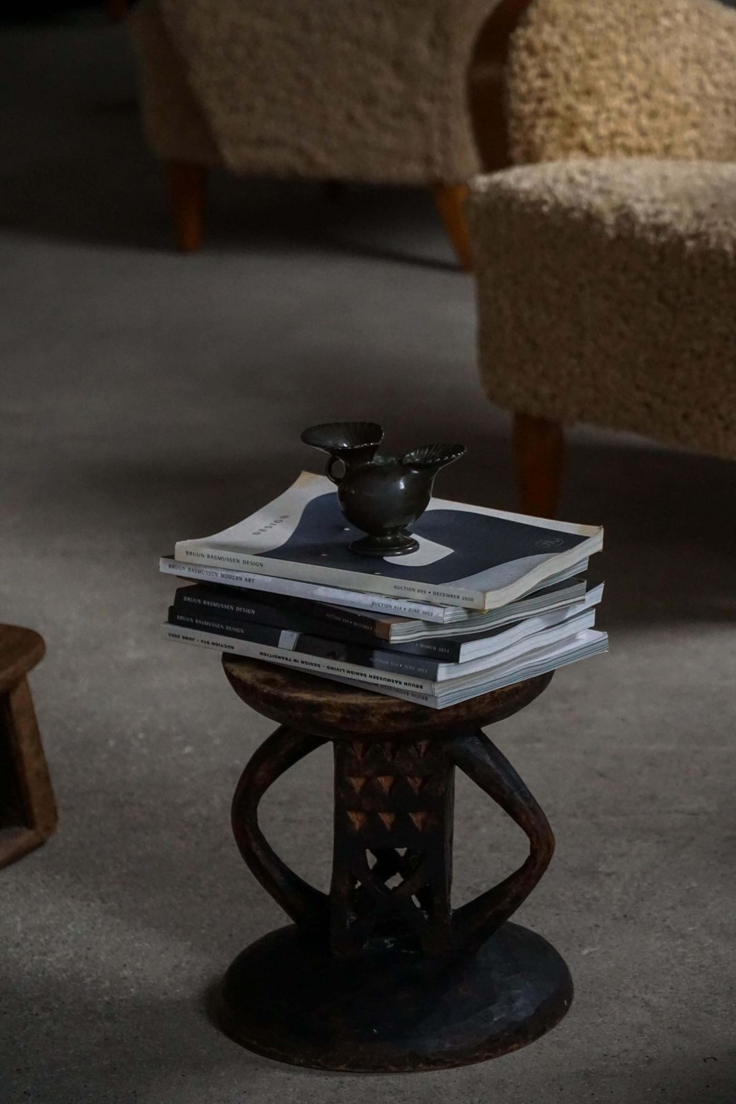 Carved Tonga (Batonga) Hardwood Stool With Geometric Motifs, 20th Century, 1960s photo Furniture