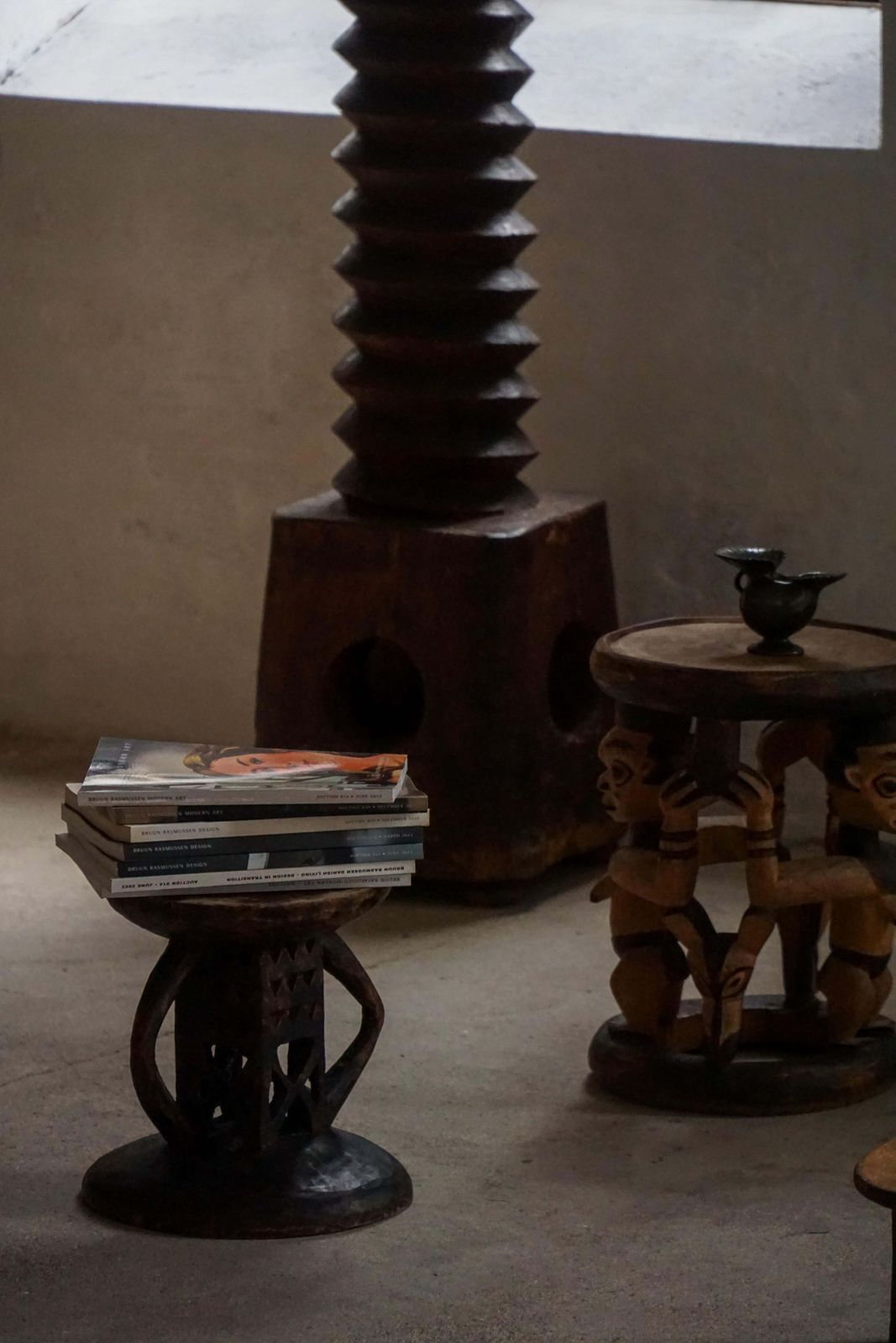 photo furniture Carved Tonga (Batonga) Hardwood Stool With Geometric Motifs, 20th Century, 1960s