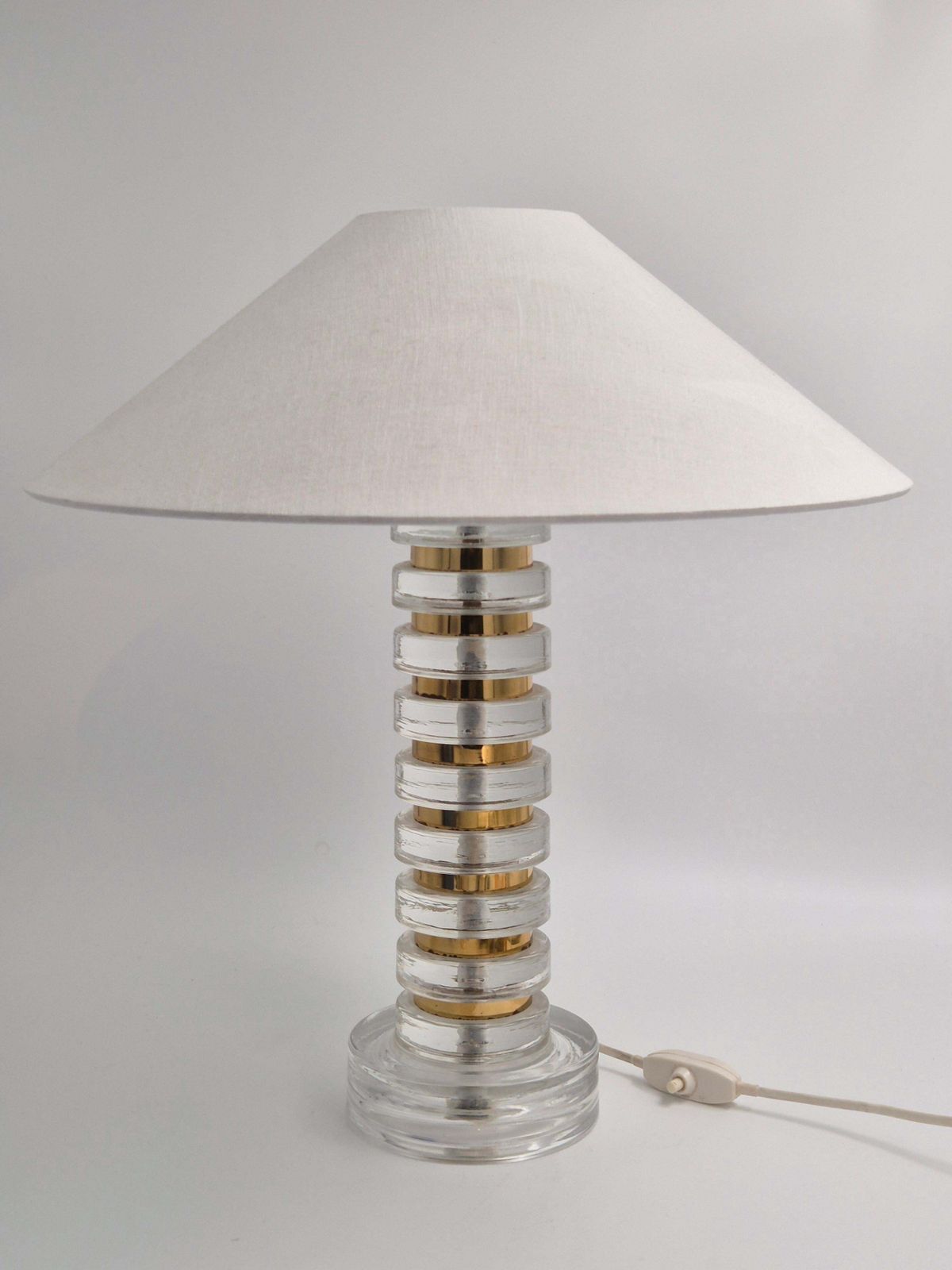 Rare Scandinavian / Midcentury Modern Table Lamp With Orrefors Glass And Brass photo furniture