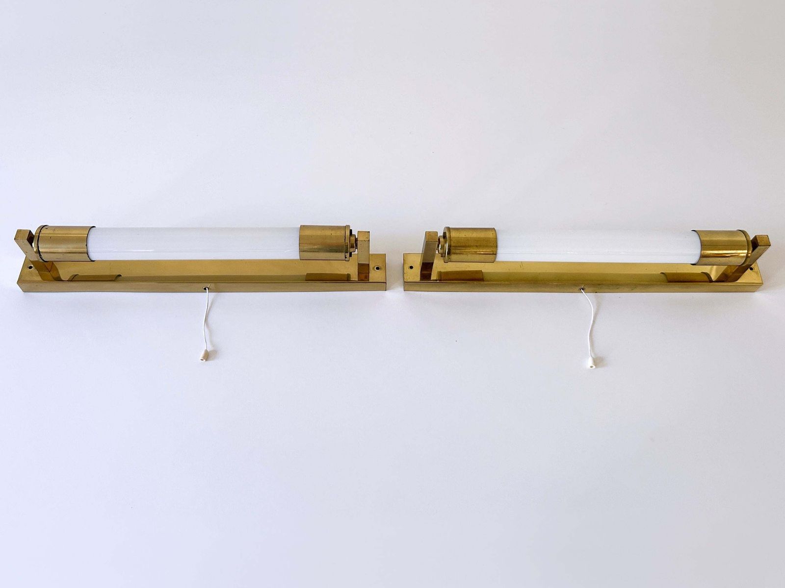 Set Of Two Rare Art Deco Bauhaus Bedside Sconces Or Wall Lamps Germany 1950s photo vinterior