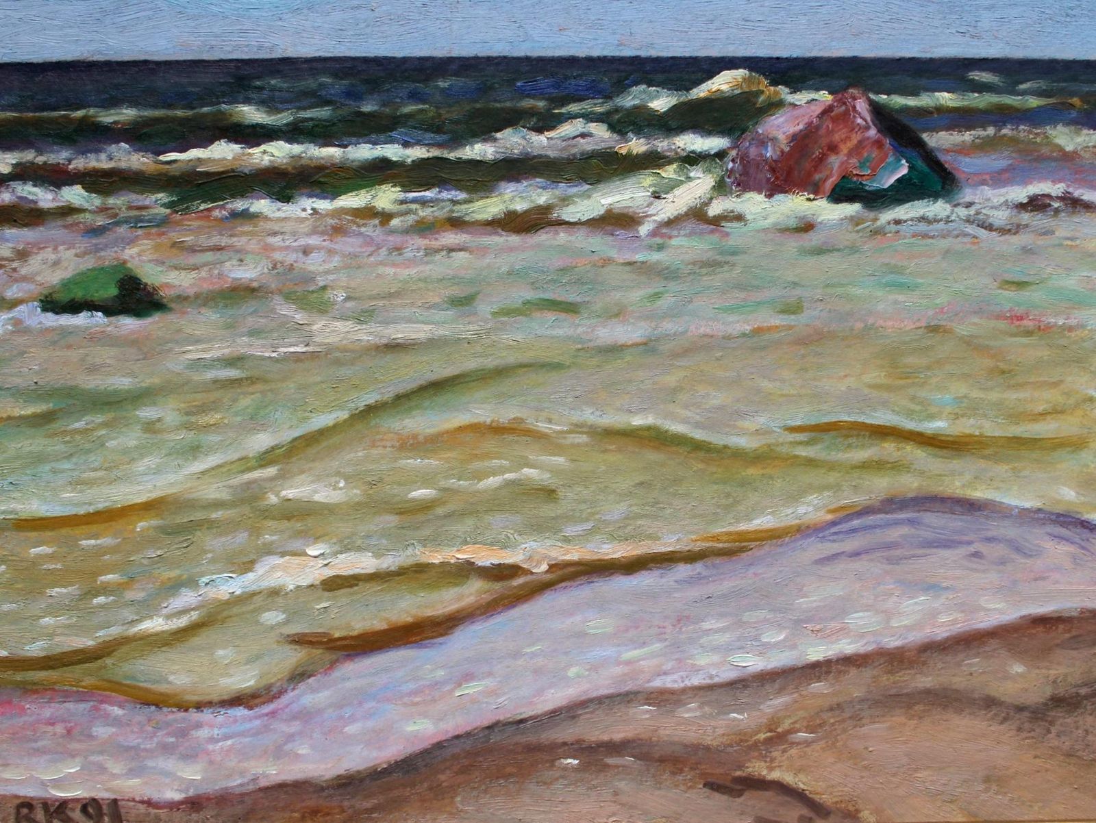 Raivo Korstnikrestless Sea. 1991. Cardboard/Oil, 40x50 Cm1991