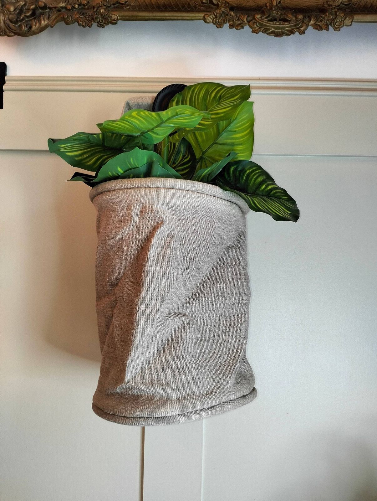 French Ww2 Hessian Water Bucket   Rustic Farmhouse Hanging Planter   Country Kitchen Veg Storage Container photo furniture