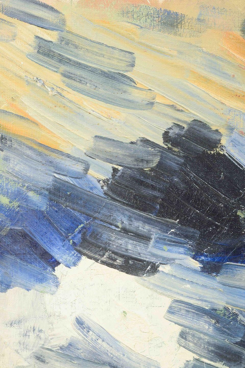 Scandinavian Artist. Oil On Board. Abstract Composition. 20th C. photo furniture