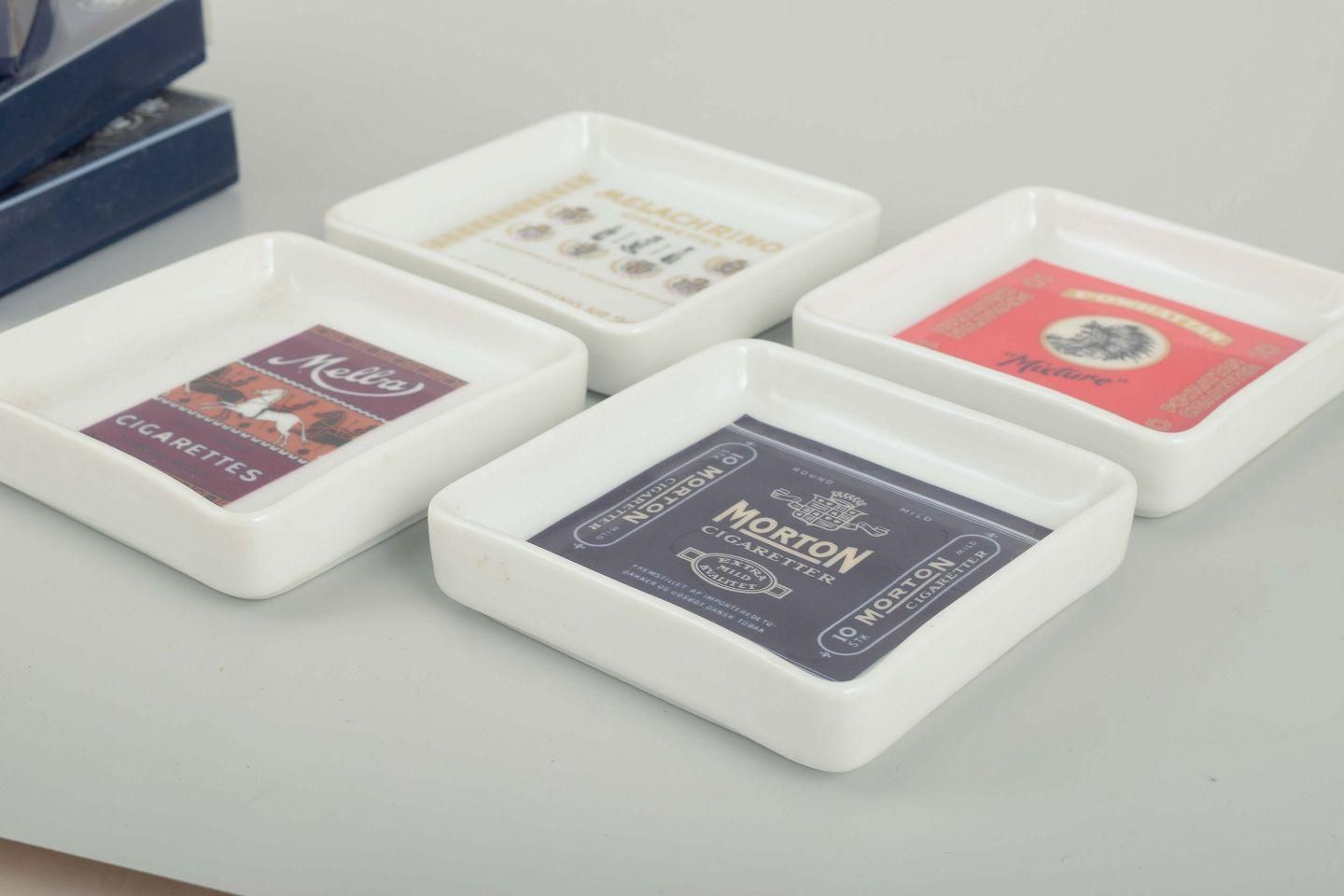 Bing & Grøndahl. Set Of Four Square Porcelain Ashtrays. Denmark, 1970s/80s photo for sale